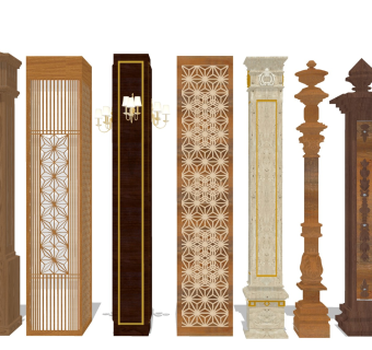 中式镂空柱子 实木雕花柱