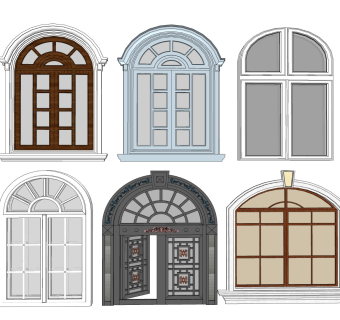 欧式拱形平开窗户