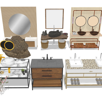 洗手台组合 洗漱池台桌