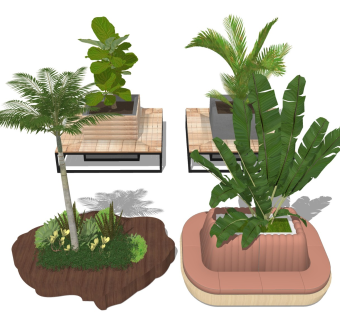 景观绿植座椅 树池实木长椅