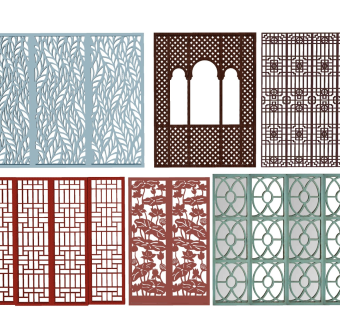 镂空木屏风 雕花隔断