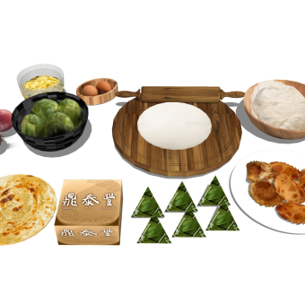 手抓饼粽子 煎饺和面