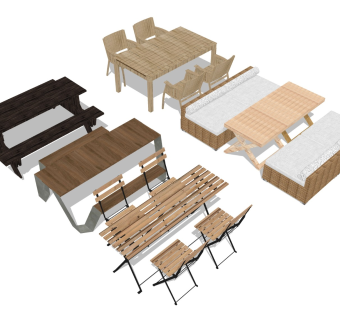 户外休闲桌椅 木制景观座椅