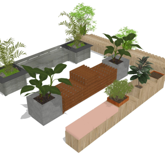 户外景观长椅 绿植休闲座椅