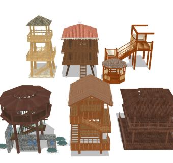 实木瞭望塔 木制观景台