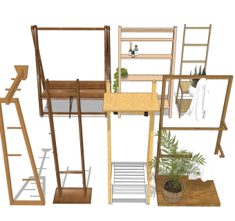 木制挂衣架 晾衣杆