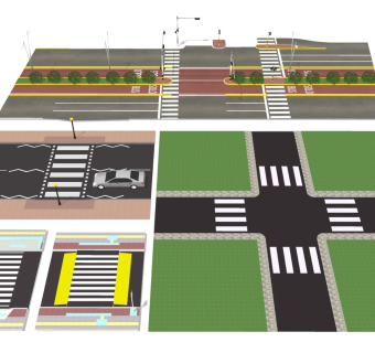 马路人行道 斑马线道路