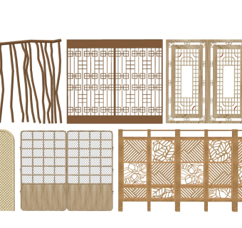 镂空木屏幕 折叠隔断