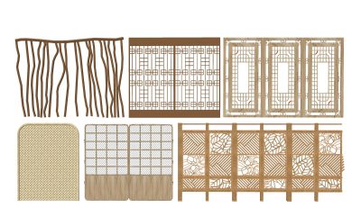 镂空木屏幕 折叠隔断