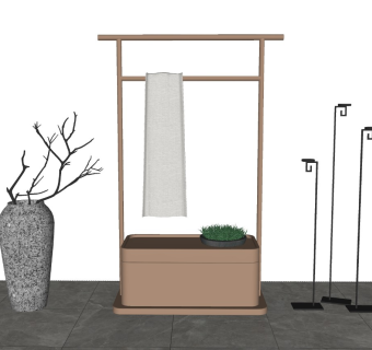 新中式毛巾架，盆栽，衣架