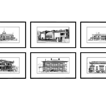 现代装饰画，建筑速写