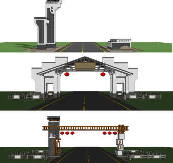 新中式新农村入口牌坊