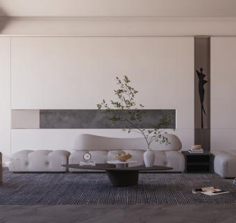 现代客厅沙发，异形沙发单人沙发茶几