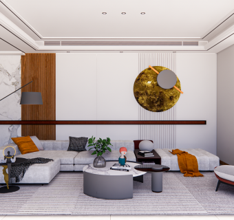 现代客餐厅，转角沙发单人沙发椅子公仔摆件挂件挂饰