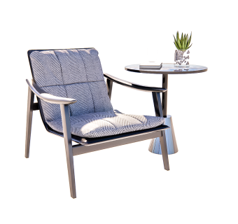 现代休闲椅，边几，摆件组合
