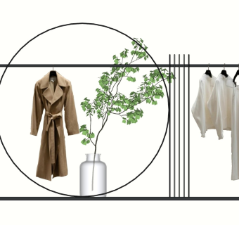 服装 展厅 现代 轻奢 简约 时尚 生活馆 工厂店 专卖店 道具 展架