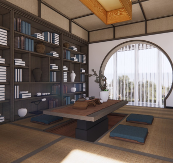 新中式榻榻米茶室 家居书房