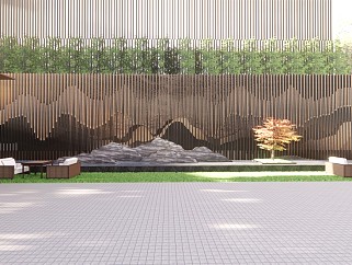 新中式示范区景观 展示区山水景墙