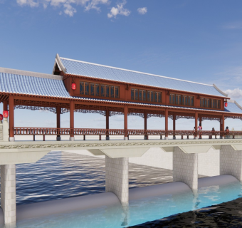 中式廊桥模型