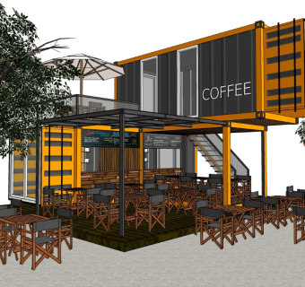 工业风集装箱咖啡店，餐厅