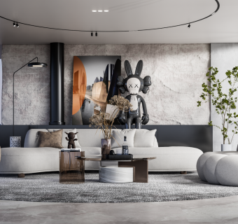 现代家居大平层客厅