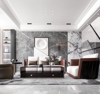 现代轻奢别墅客厅