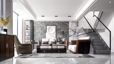 现代轻奢别墅客厅