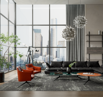 后现代轻奢别墅客厅