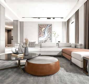 现代轻奢别墅客厅
