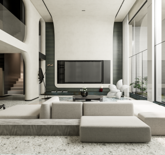 现代极简别墅客厅