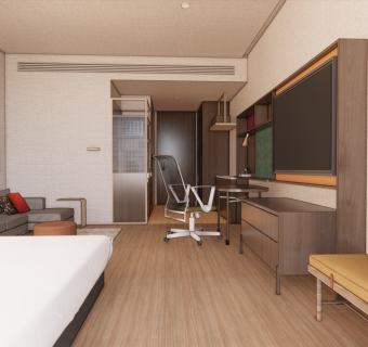 现代酒店客房卧室客厅