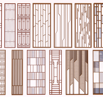 新中式格栅 屏风隔断 装饰隔断