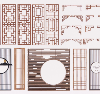 新中式格栅 屏风隔断 装饰隔断