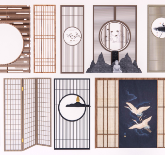 新中式格栅 屏风隔断 装饰隔断 格栅