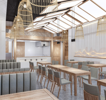 新中式中餐厅 餐厅 新中式餐桌椅 中式吊灯 新中式卡座