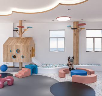 现代幼儿园过道 书柜 儿童书柜 儿童空间过道 幼儿园