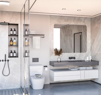 现代家居卫生间 马桶 洗手台 洗手池 卫浴 花洒 镜子