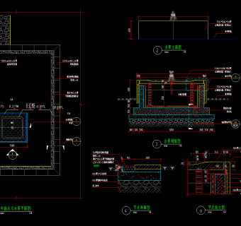 水池水景施工图 水池大样 水池详图 水景详图 水景大样图