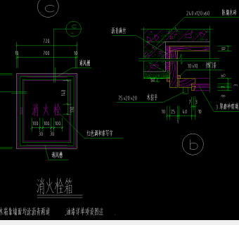 消火栓箱大样 消火栓箱节点
