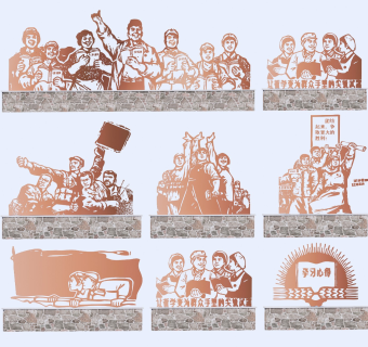 现代红色革命主题雕塑剪影小品 雕塑小品