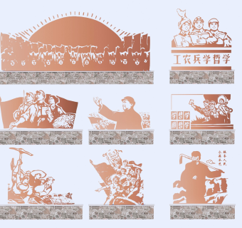 现代红色革命主题雕塑剪影小品 雕塑小品