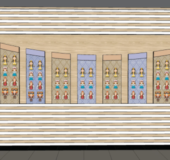 少数民族符号，民族风墙面装饰，校园文化墙，宣传展示墙SU模型下载
