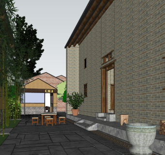 乡村民居，入户庭院，民族风格，传统院落，乡村特色