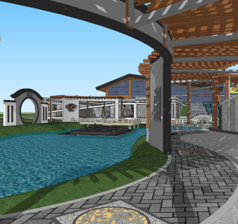 新中式公园景观 小园林