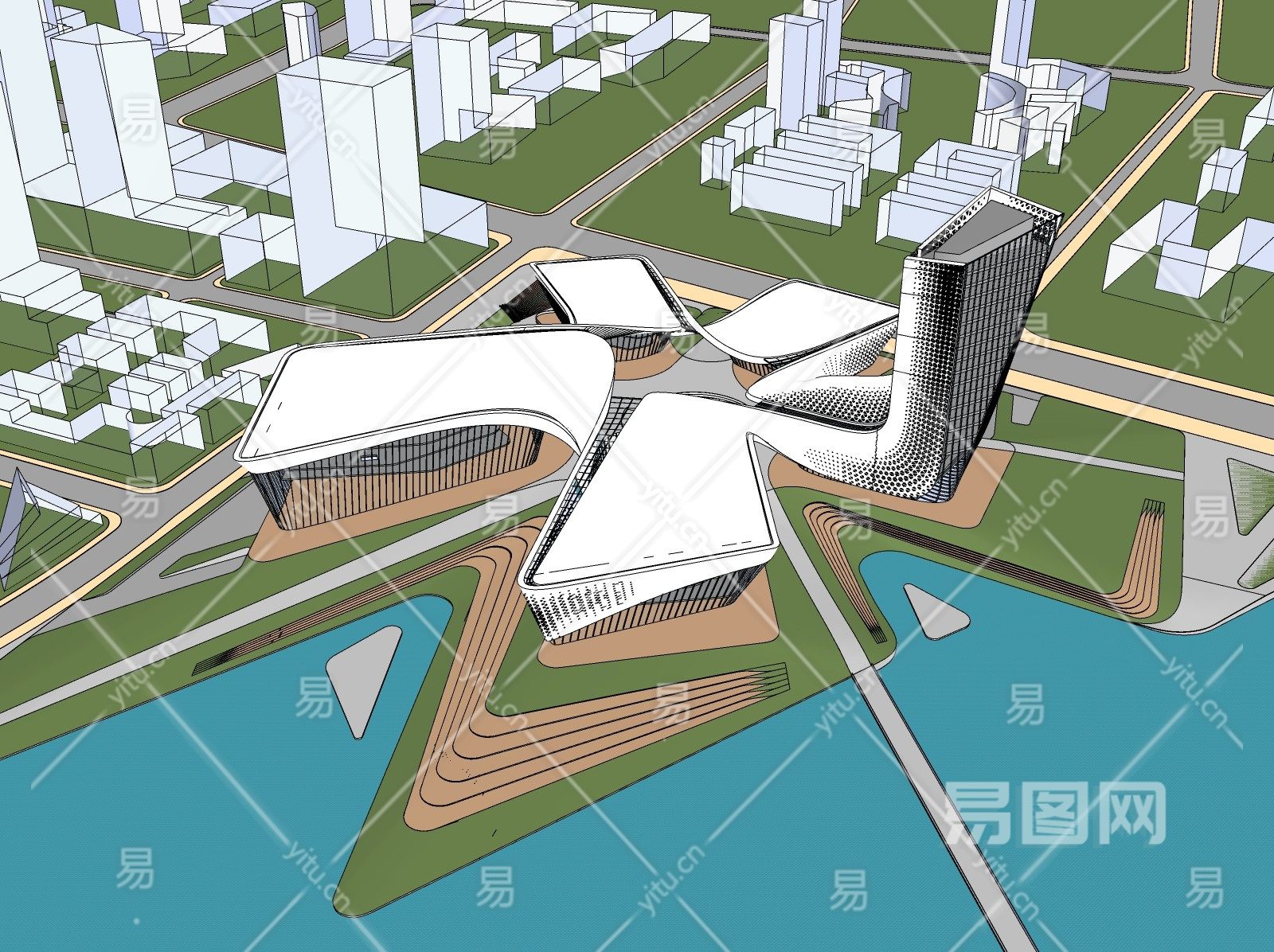 现代展览馆 - 建筑_文化建筑模型su模型-su模型库-sketchup网