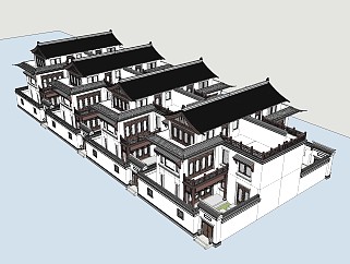 中式住宅建筑联排别墅