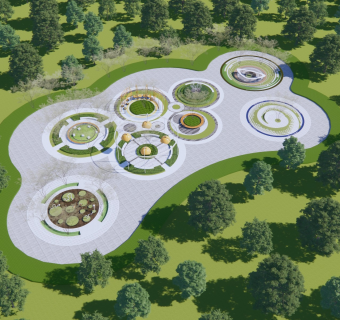 现代  公园景观圆形广场