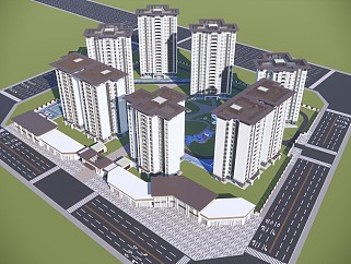 新中式小区建筑 高层住宅