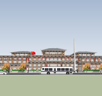 中式特色酒店SU模型