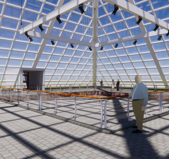 玻璃金字塔+下沉式广场（现代）